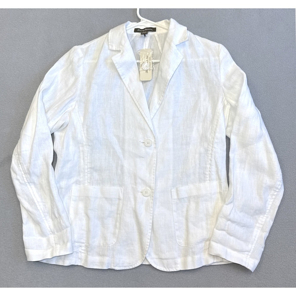 TOMMY BAHAMA Two Palms Blazer Women S White 100% Linen Lightweight NWT‎